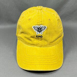 Bee Kind Strapback Hat Slouch Yellow Garden Outdoor Baseball Adjustable Dad Mens
